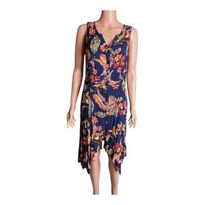 Mlle. Gabrielle Sleeveless Hi-Low Midi Dress Fit And Flare Floral Boho Fairy Med